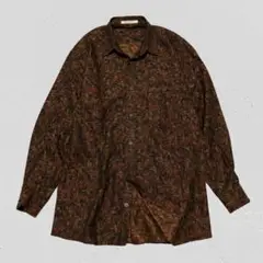 LANCEL♡総柄コットン長袖シャツ　メンズ　日本製　ブラウン　M