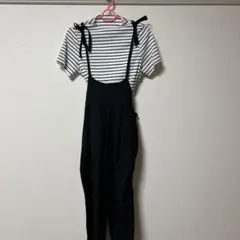 ストライプオーバーオールセットアップ