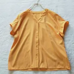 RATON✨半袖 フレンチスリーブ ブラ ウス V　オレンジ 前開き　38