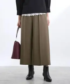 リフレクト【洗える】ストレッチワイドクロップドパンツ