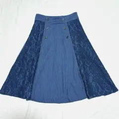 axes femme レース切り替えストライプスカート