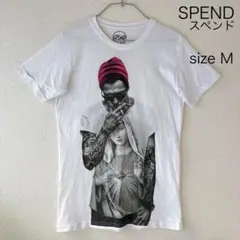 【美品】SPEND スペンド メンズTシャツ 白 Mサイズ 綿100% 古着