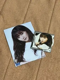 私立恵比寿中学 星名美怜 エビ展缶バッジ+星名美怜、安本彩花 生写真