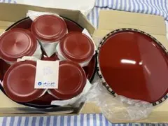 赤色 蓋つき煮物椀 5個セット