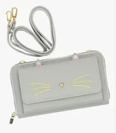 新品未使用　大人かわいい♥️ お財布&ショルダー2Wayバッグ 　 ライトグレー