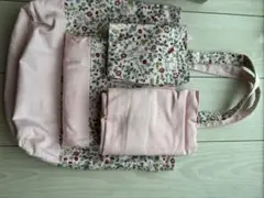 ハンドメイド　エプロン　三角巾　ポーチ　バッグ　4点セット