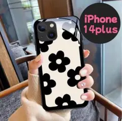 モノクロ 花柄 iPhoneケース スマホケース iPhone14plus