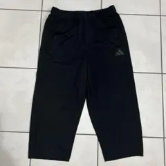 adidas ブラック ジャージパンツルーズフィット3/4丈