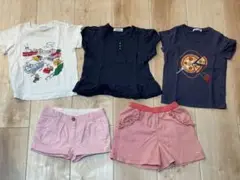 [5点セット]ホワイトTシャツとショートパンツセット