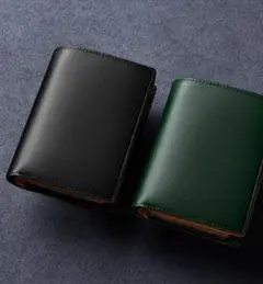 【新品未使用品】二つ折り財布 グリーン　ブラック　コンパクト