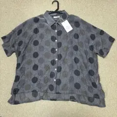 colork シワ加工BIGドットワイドシャツ　F