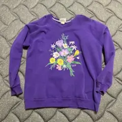 古着！MORNING SUN パープル 花束プリント XL