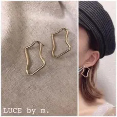 16 再再再販 チタンピアス いびつ ゴールド 変形 フープ シンプル 小ぶり