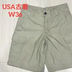 USA古着 カーゴショートパンツ ハーフパンツ アウトドア ベージュ W36