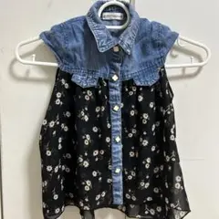 puppet house デニム花柄半袖シャツ