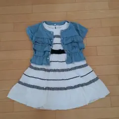 フリル付きデニムジャケットとワンピースセット 130cm