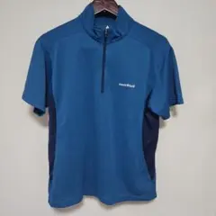 mont-bell ハーフジップ　半袖　サイズＬ　ブルー　モンベル