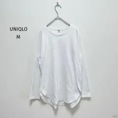 ユニクロ| スムースコットンシャツテールT【M】ホワイト テールカット 綿100
