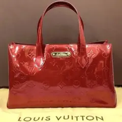 美品 ルイヴィトン LV ヴェルニ ウィルシャー ハンドバッグ レッド エナメル