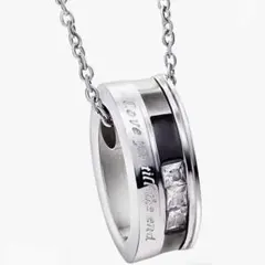 【新品】大人気!メンズ シンプル リングネックレス 楕円形