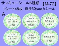 サンキューシール48枚【M-72】メッセージ/ギフト/おめでとう/ハンドメイド