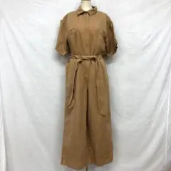 プルミエアロンディスモン アピースアパート フロントジップ 綿麻オールインワン