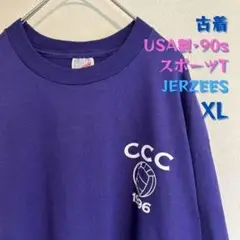 90s JERZEES USA製 紫色 パープル バレーボール Tシャツ XL
