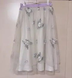 tocco closet フラワー刺繍チュールフレアスカートMサイズオフホワイト