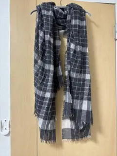 カシミヤ100% グレー系チェックストール 180×80cm