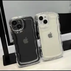 iPhone14 ケース スマホ カバー ウェーブ 透明 クリア なみなみ 新品
