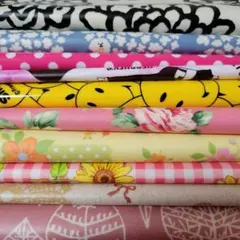 お得なラミネート生地はぎれ10枚セット　う早この布　犬　花　スマイル　有輪