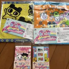 たまごっち一番くじ　E賞2点　G賞2点　あのころのハンドタオル　メモ&ステッカー