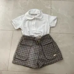 ポロシャツとチェック柄ショートパンツセット