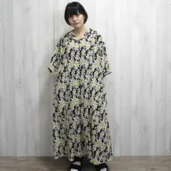 再値下げ　花柄　シャツ　ワンピ　fu_dueka エーカ　ナチュラン