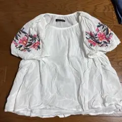 Heather 花柄刺繍 バルーン袖 トップス