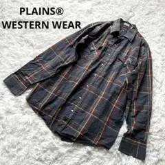 【PLAINS®】長袖シャツ　羽織　L　チェック柄　ヴィンテージ　レトロ　春