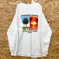 プレジャー 長袖 デカロゴ ロンTシャツ ストリート ホワイト L ゆるだぼ
