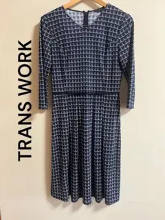 TRANS WORK トランスワーク 総柄長袖ワンピース 38