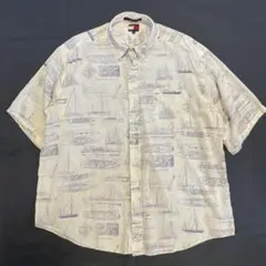【訳あり】80's Tommy HILFIGER 半袖ボタンダウンシャツ　XL