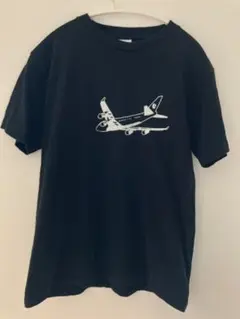 Printstar ブラック Tシャツ Sサイズ 飛行機デザイン