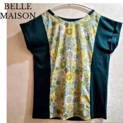 BELLEMAISONリバティコットン100% ひまわり切り替えチェニック LL