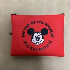 ミッキーマウス プリントポーチ 赤