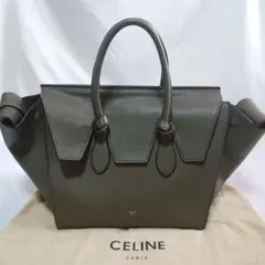 CELINE タイバッグ レザー グレー ハンドバッグ