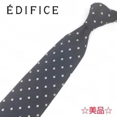 【EDIFICE/エディフィス】美品 ネクタイ ドット 総柄 紺 シルク