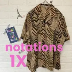 notations 半袖シャツ ブラウン系　【1X】