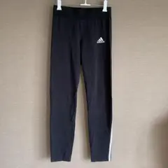 【adidas】キッズ　ラインレギンススパッツ　160サイズ　ブラック　古着