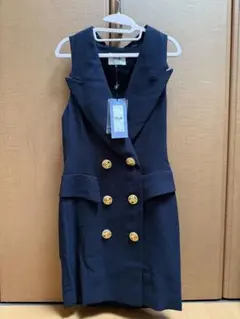 古着(タグ付き)ネイビーレトロワンピース