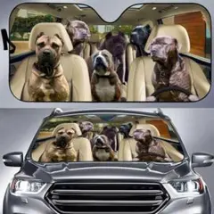 フロントガラスサンシェード　130×70㎝　車　犬柄　ペット柄　目立つ　個性的