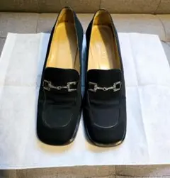〈GUCCI〉ヴィンテージ　靴　黒ローファー　金属バックル　サイズ36