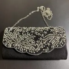 ビーズ刺繍2WAYパーティーバッグ BLACK